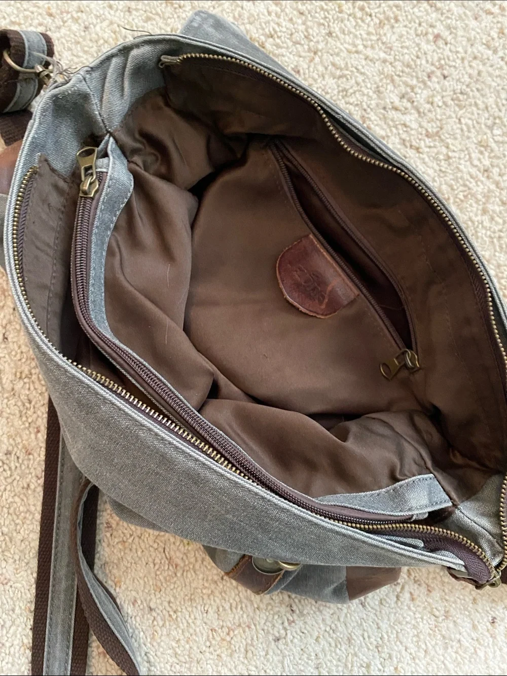 S-Zone Leather and Canvas Messenger Bag.